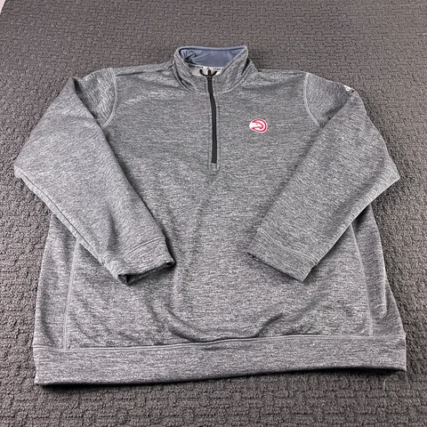 Atlanta Hawks Adidas Sweatshirt Mens 2XL Gray 1/4 Zip Pullover Climawarm NBA Cover
