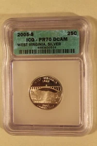 West Virginia Silver Quarter 25C 2005 ICG PR70 DCAM - Picture 1 of 2