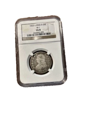 1820 Capped Bust Quarter, Large 0, VG-8 - Image 1 of 3