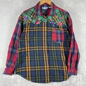 QPS Hemd Damen mehrfarbig Flanell bestickt Western kariert Boho Landhaus Kern - Bild 1 von 9