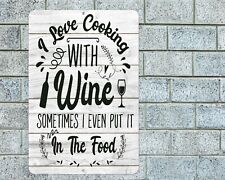 Love Cooking With Wine Sign Aluminum Metal 8"x12" Kitchen Decor Plaque Funny