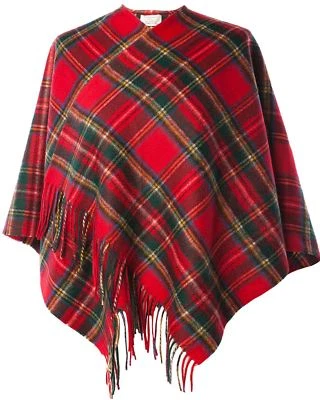 I LUV LTD Damen Mini Cape aus weicher Lammwolle im Royal Stewart Tartan Design