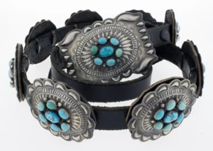 Turquoise Concho Belt By Navajo Artist Dan Martinez - Picture 1 of 3