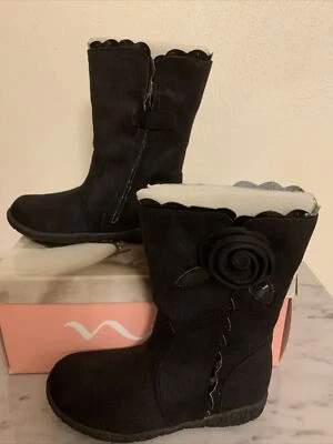 Botas con cremallera Nina Kids Rosas negras micro/pat niñas pequeñas bebé talla 8M Foto 1 de 4