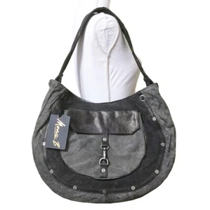 Bolso de Mano Mona B Rivington Grande Lona Gris Oscuro Reciclado Gran Tamaño - Imagen 1 de 10