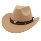 Felt Tibetan Style Top Hat Ox Head Belt Cowgirl Cap Western Cowboy Hat  Men