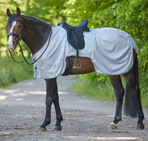 Pferde Fliegenausreitdecke Waldhausen Protect silbergrau Gr. 125 - 155 cm - Bild 1 von 2