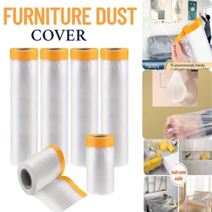 POLYTHENE DUST SHEET CLEAR COVER FOR PAINTING DECORATING FURNITURE PLASTIC - Picture 1 of 10