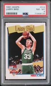1991 NBA Hoops Larry Bird #314 PSANEAR MINT-MINT  Milestones Card Boston Celtics