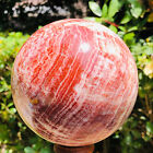 1590G Natural Red Stripe Pork Stone Crystal Quartz Sphere Ball Reiki Heals 743