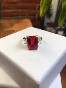 6.00 Ct Ct Natural Ruby & Emerald Diamond weeding Ring 14K White Gold Size 8 7 - Picture 1 of 5