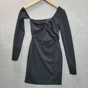 PrettyLittleThing Short Mini Dress Women Size 10 Back Glitter Long Sleeve - Picture 1 of 9