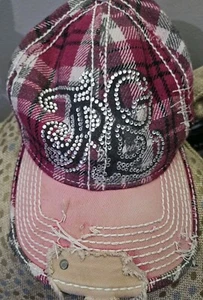 Vintage True Religion Baseball Hat Distressed Cap Snap Back Trucker Plaid Pink - Picture 1 of 14