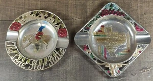 Texas Colored Pewter Ashtrays Metal Souvenir  Japan 3"-3½" Wide - Picture 1 of 5