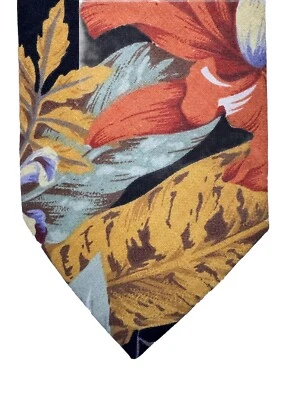 STEVE SCHEINER Neck Tie Adults Size Multicolor Floral 100% Cotton Hawaii Costal - Image 1 of 4