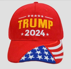 Trump 2024 MAGA Mütze rot Baseballkappe amerikanische Flagge Schein Druckknopflasche US-Verkäufer! - Bild 1 von 1