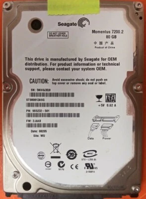 ⭐️⭐️⭐️⭐️⭐️ HDD Hard Drive SATA Laptop 2.5" Seagate ST980813ASG 80GB FW: 3.AAB - Image 1 of 3