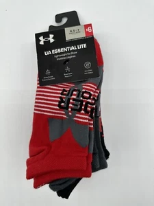 NEW 6 PAIR PACK YOUTH SIZE 4.5-7 UNDER ARMOUR UA ESSENTIAL LIGHT NO SHOW SOCKS - Picture 1 of 4