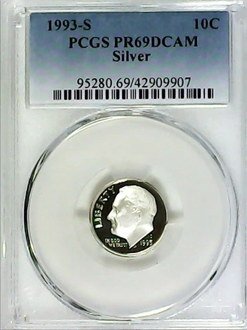 1993-S 10C Roosevelt Dime  PCGS PR69DCAM 90% Silver 22wrc0422 Cover