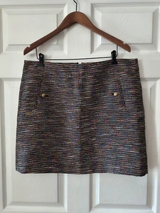 Ann Taylor Loft  Tweed Skirt  Size 14 Striped Multi Color Pockets  - Picture 1 of 6