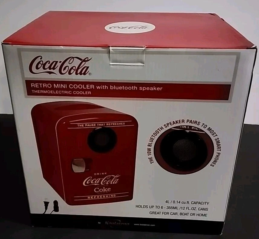 Coca-Cola Retro 6 Can Mini Cooler With 10 Watt Bluetooth Speaker NEW  - Image 1 of 4