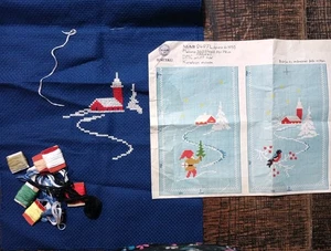 Sweden Niab Vintage Nordiska Design Christmas Tomten Started Table Runner Kit - Picture 1 of 5