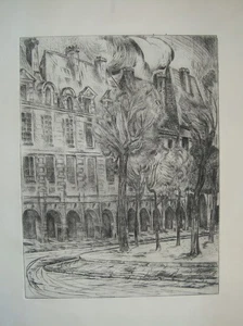 Künstlergraphik Place des Vosges, Paris, France Unbekannter Radierung um 1880 - Picture 1 of 3