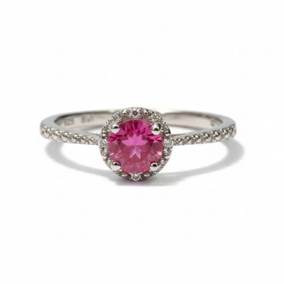 Celebration Gems Sterling Silver Ruby and Diamond Accent Frame Ring - Image 1 of 3