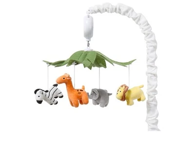 The Peanutshell Cuna Musical Móvil Bebé Blanco y Gris Elefante Guardería Decoración Foto 1 de 3