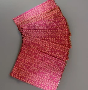 PIER 1 Placemats Set of 6 Red YUMA Geo Print Textured Cotton Tapestry Beaded NEW - Picture 1 of 9