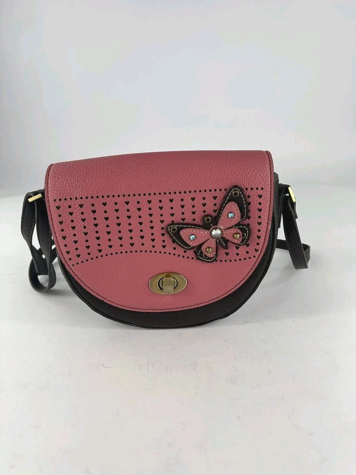 Chala Butterfly Half Moon Crossbody Purse Pink Chala Halfmoon Crossbody - Image 1 of 4