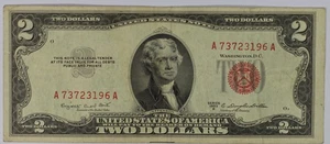 1953 B $2 Red Seal Legal Tender VF - Picture 1 of 2