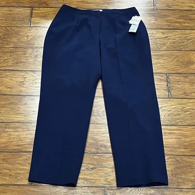 Pantalones Kasper Para Mujer 16w Kate Calce Clásico Vestido Pantalones Negocios Formales Azul Marino Foto 1 de 4