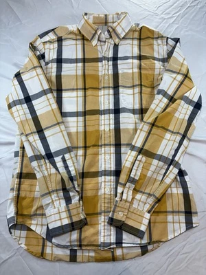 Camisa con botones de algodón a cuadros American Eagle para hombre talla M naranja azul blanco AE Foto 1 de 4