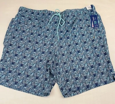NWT Men's Caribbean Drawstring Floral Blue/white Shorts Size XXL 9” Inseam - Image 1 of 4