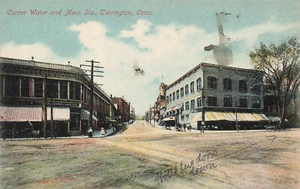 MAIN AND WATER STS TORRINGTON CT CONNECTICUT c1910 VINTAGE POSTCARD 090723 S - Picture 1 of 2