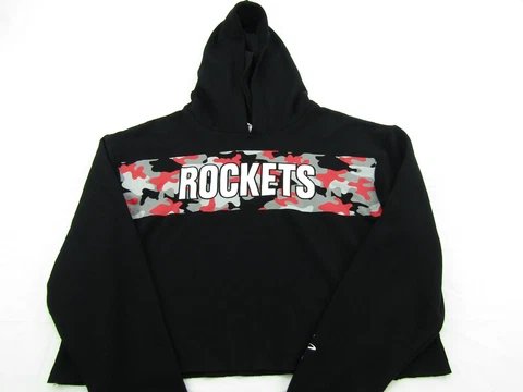 Houston Rockets Sweatshirt Womens Size L Cut Off Shirt Style Hooded NBA Store Cover