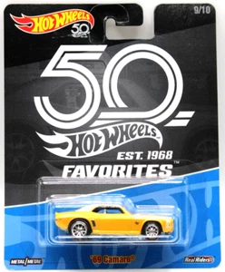 Hot Wheels 2018 50th Anniversary 1969 Chevy Camaro yellow/white 10spkRR's - Picture 1 of 4