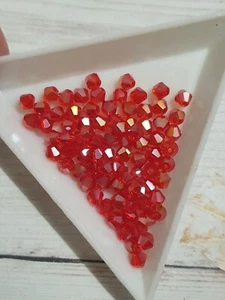 110 red AB sew on stich on BICONE 4mm BEAD GEM CRYSTAL RHINESTONE jewellery - Picture 1 of 1