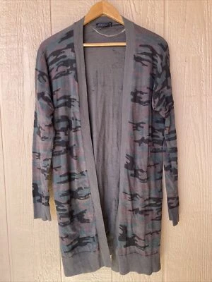 SANCTUARY Cardigan Open Front Long Sweater Women's Sz S Camouflage Anthropologie - Image 1 of 4