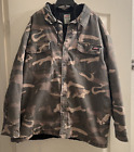 Dickies Mens Camouflage Jacket Hoodie Lined Quilted Zip Snap Coat 2XL 50-52