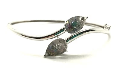 Brazalete Brazalete de Cuarzo Pera Piedras Preciosas Flotantes Coloridas Envoltura 925 Esterlina Foto 1 de 4