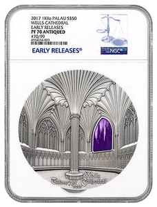 2017 Palau Silver $50 - Tiffany Art - 1 Kilo - PF70 ANTIQUED ER - NGC Coin POP=3 - Picture 1 of 12