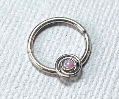 Anillo de tabique anillo de aro de cartílago 1 pieza con conjunto de ópalo torre espiral Daith hélice tragus Foto 1 de 4