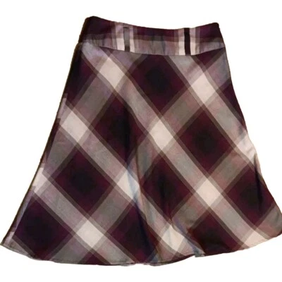 Falda Dressbarn Mujer 8 Granate Rojo Cuadros Línea A Midi Cinturón Lazos Oscuro Academia  Foto 1 de 4