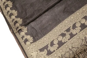 Pure Silk Saree Tussar Sari 100% silk Vintage Indian Fabric Recycled TSS2161 - Picture 1 of 9