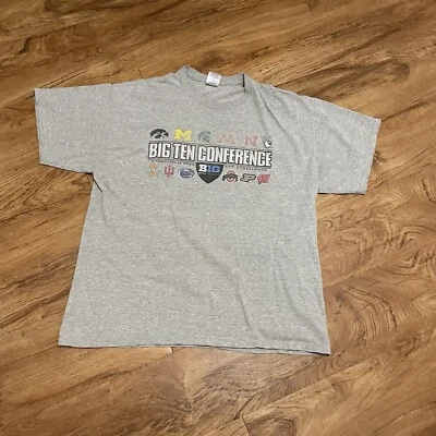 Nebraska Huskers Tshirt Men XL Gray Short Sleeve Baseball Big Ten Conference Tee - Image 1 of 4