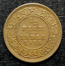 India 1936 Half Pice AU - (INV2114) - About Uncirculated!!