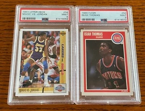 1991 Upper Deck Magic vs Jordan PSA 9 & 1989 Fleer Isiah Thomas PSA 9 - Picture 1 of 2