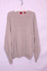 Arrow Tan Textured Stripe And Check Crew Neck Long Sleeve Sweater Sz L R218